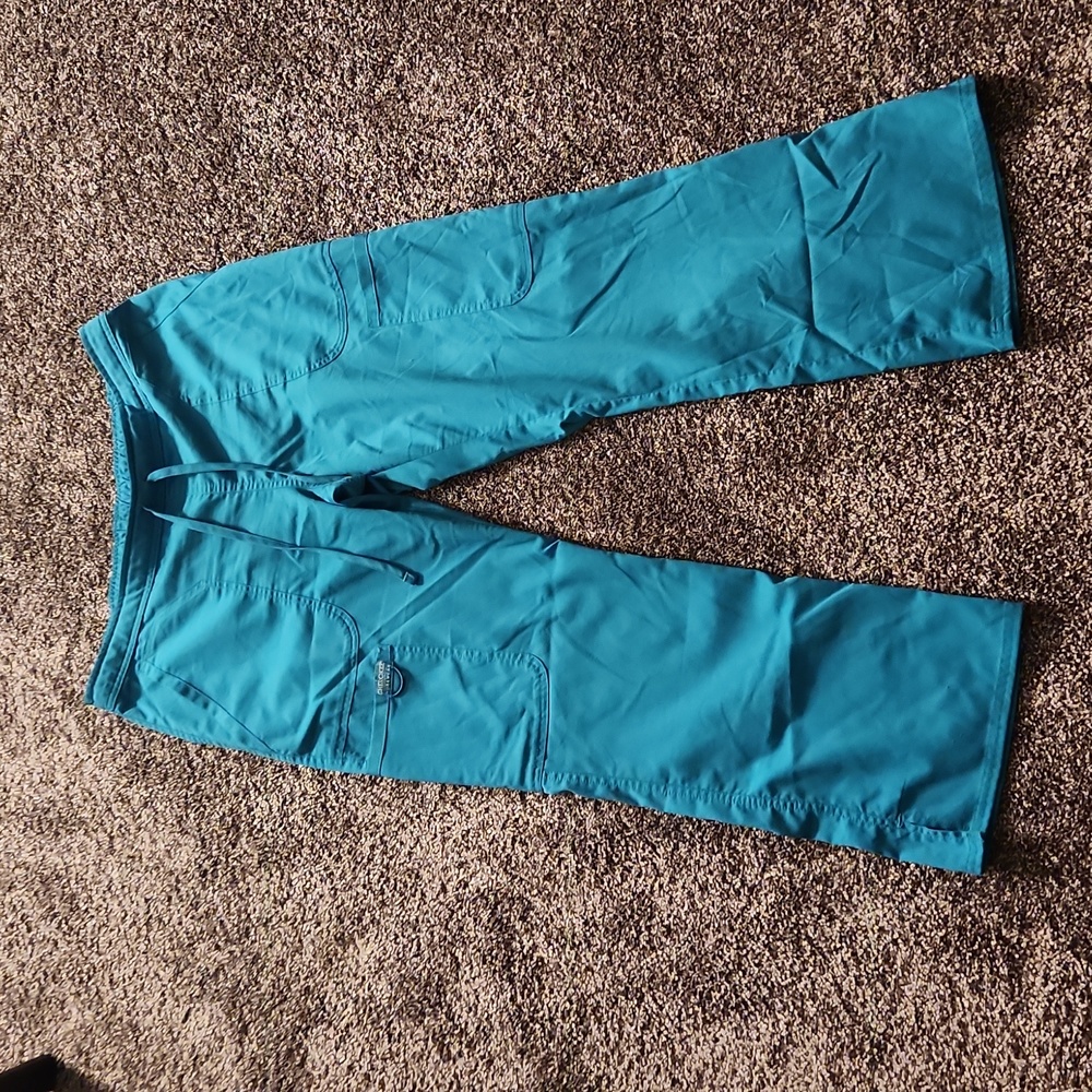 Cherokee medium teal petite scrub pants cargo